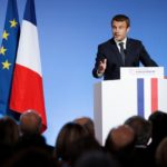 French President Emmanuel Macron addresses a speech during the annual gathering of French Ambassadors at the Elysee Palace in Paris